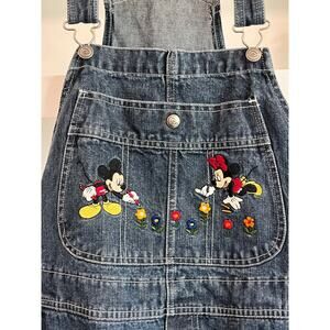 Disney Mickey Minnie Denim Overalls 1X Embroidered Pockets Plus Size